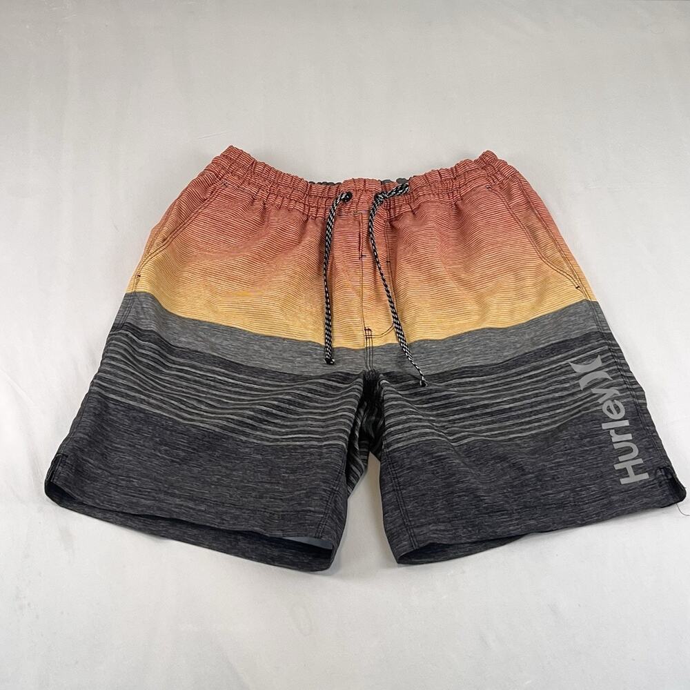 Hurley Swim Trunks Mens Large L Gradient Boardshorts Orange Gray